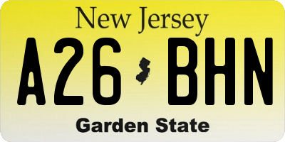 NJ license plate A26BHN
