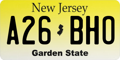 NJ license plate A26BHO