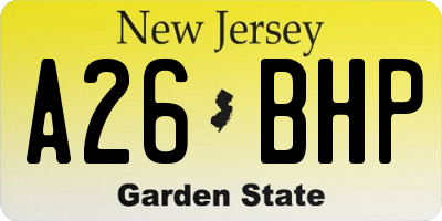 NJ license plate A26BHP