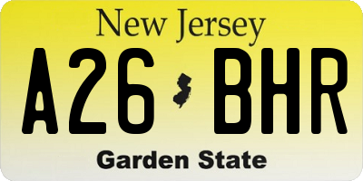 NJ license plate A26BHR