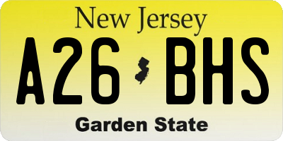 NJ license plate A26BHS