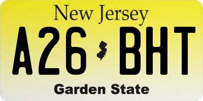 NJ license plate A26BHT