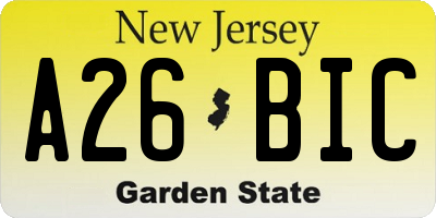 NJ license plate A26BIC