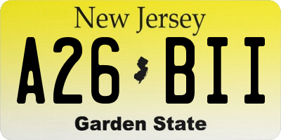 NJ license plate A26BII
