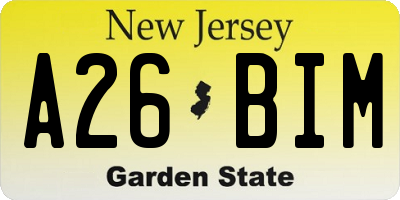 NJ license plate A26BIM