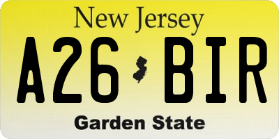 NJ license plate A26BIR
