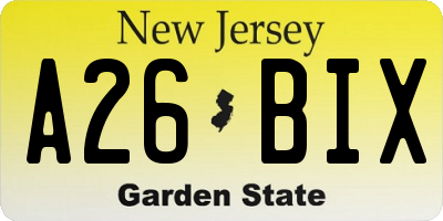 NJ license plate A26BIX