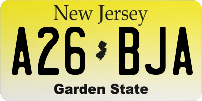 NJ license plate A26BJA
