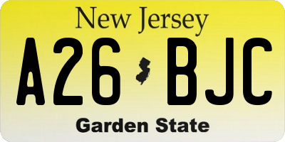 NJ license plate A26BJC