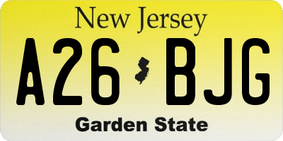 NJ license plate A26BJG