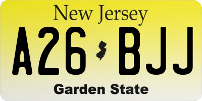 NJ license plate A26BJJ