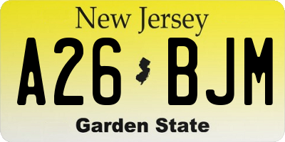 NJ license plate A26BJM