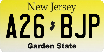 NJ license plate A26BJP