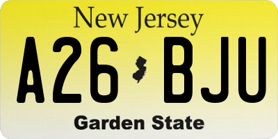 NJ license plate A26BJU