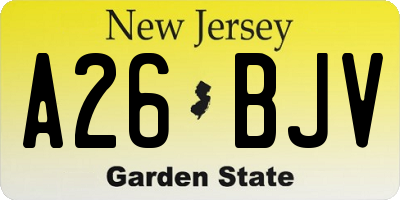 NJ license plate A26BJV