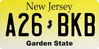 NJ license plate A26BKB