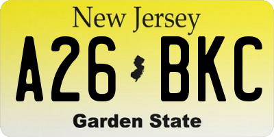 NJ license plate A26BKC
