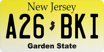 NJ license plate A26BKI