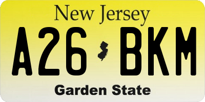 NJ license plate A26BKM