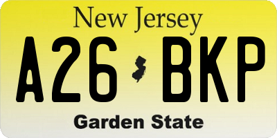 NJ license plate A26BKP