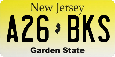 NJ license plate A26BKS