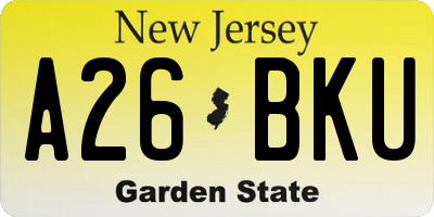 NJ license plate A26BKU