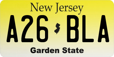 NJ license plate A26BLA