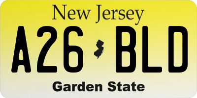 NJ license plate A26BLD