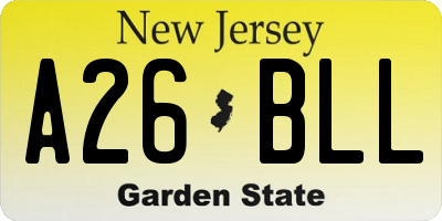 NJ license plate A26BLL