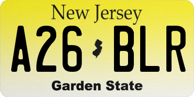 NJ license plate A26BLR