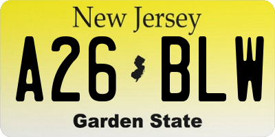 NJ license plate A26BLW
