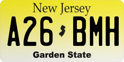 NJ license plate A26BMH