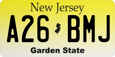 NJ license plate A26BMJ