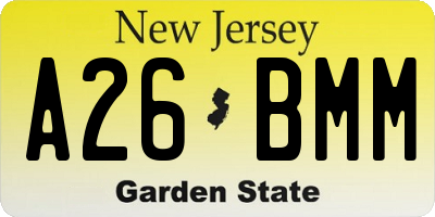 NJ license plate A26BMM