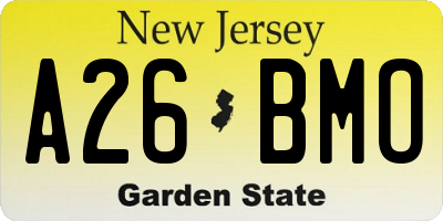 NJ license plate A26BMO