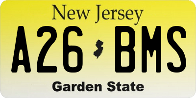 NJ license plate A26BMS