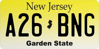 NJ license plate A26BNG
