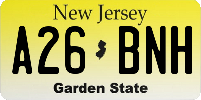 NJ license plate A26BNH
