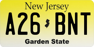 NJ license plate A26BNT