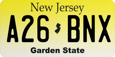 NJ license plate A26BNX