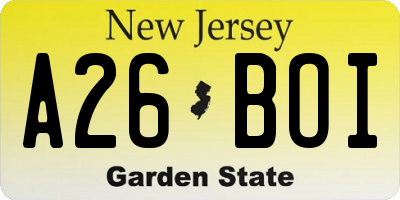 NJ license plate A26BOI