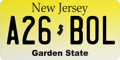 NJ license plate A26BOL