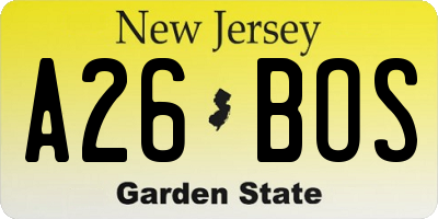 NJ license plate A26BOS