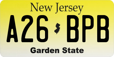NJ license plate A26BPB