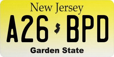 NJ license plate A26BPD