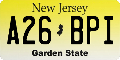 NJ license plate A26BPI