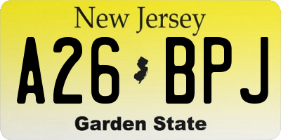 NJ license plate A26BPJ