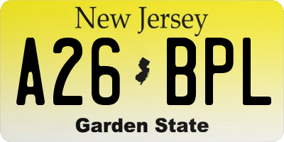 NJ license plate A26BPL