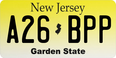 NJ license plate A26BPP