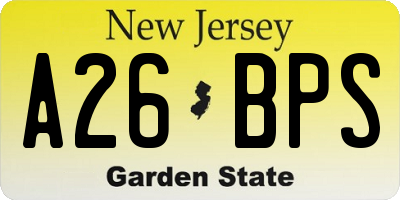 NJ license plate A26BPS